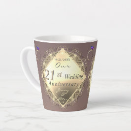 Caneca De Café Latte 21 Aniversário de Casamento de ruas Iolite e Brass