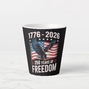 Caneca De Café Latte 250 Anos 1776 2026 250º 4 de Julho