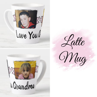 Caneca De Café Latte 2 fotos te amo vó rosa