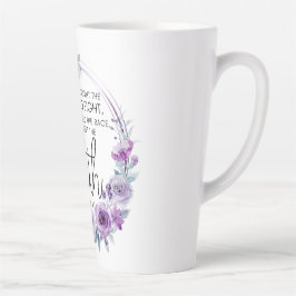 Caneca De Café Latte 2 Timothy 4:7 Eu mantive a fé Purple Floral