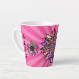 Caneca De Café Latte 3 Flores - Largura Personalizar Mamãe