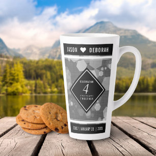 Caneca De Café Latte 4.ª Celebração do Aniversário do Casamento Linen