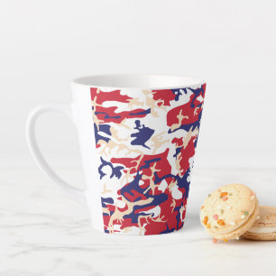 Caneca De Café Latte 4 de Julho, Dia da Independência, Bege Camuflagem