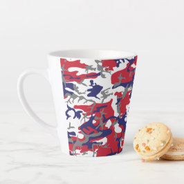 Caneca De Café Latte 4 de Julho, Dia da Independência, Cinza Camuflagem