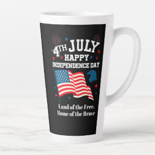 Caneca De Café Latte 4 de Julho Feliz Dia da Independência, Terra do fo