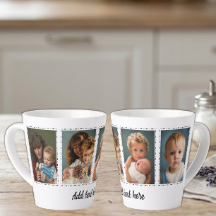 Caneca De Café Latte 4 fotos adicionar texto branco preto