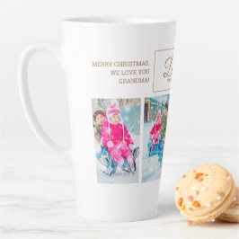Caneca De Café Latte 4 Natal Foto Disparando Através da Neve Avô
