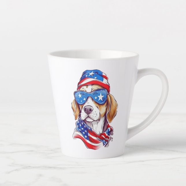 Caneca De Café Latte 4th Of July Dog Sublimation-66361 (Direita)