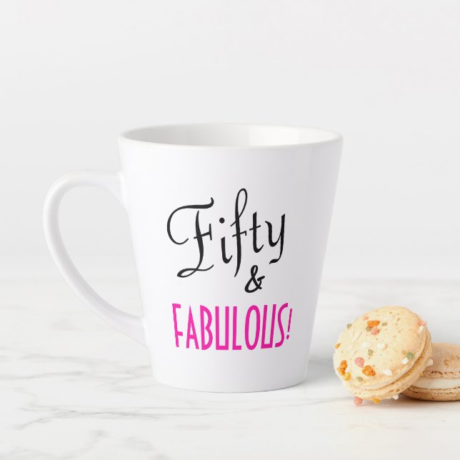 Caneca De Café Latte 50 anos retrô preto e rosa e 50 anos (In Situ)