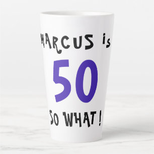 Caneca De Café Latte 50 Então? Citação Inspiradora Divertida de Anivers