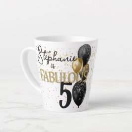 Caneca De Café Latte 50 & Fabuloso Dourado Glam Pequeno Lata de Lata Pr