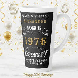 Caneca De Café Latte 50th Birthday 1976 Legendary Retro