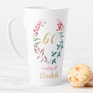 Caneca De Café Latte 60.º aniversário Feminina Fala Girly Personalizada