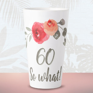 Caneca De Café Latte 60 Então, que Rosa de Aquarela Engraçada 60º anive