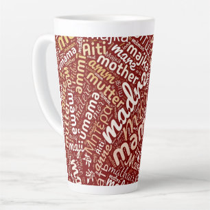 Caneca De Café Latte 60 Palavras para 'Mãe' em Diferentes Idiomas