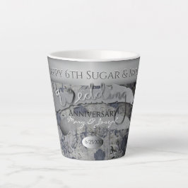 Caneca De Café Latte 6: Aniversário de Casamento Açúcar e Lata de Ferro