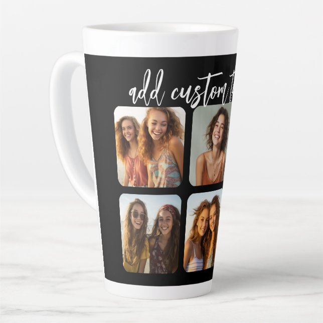 Caneca De Café Latte 6 Colagem de Fotos com script de devolução de tend (Ângulo esquerdo)