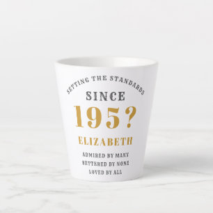 Caneca De Café Latte 70 Aniversário Nascer 1950 Adicione nome e ano leg