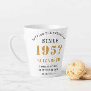 Caneca De Café Latte 70 Aniversário Nascer 1950 Adicione nome e ano leg