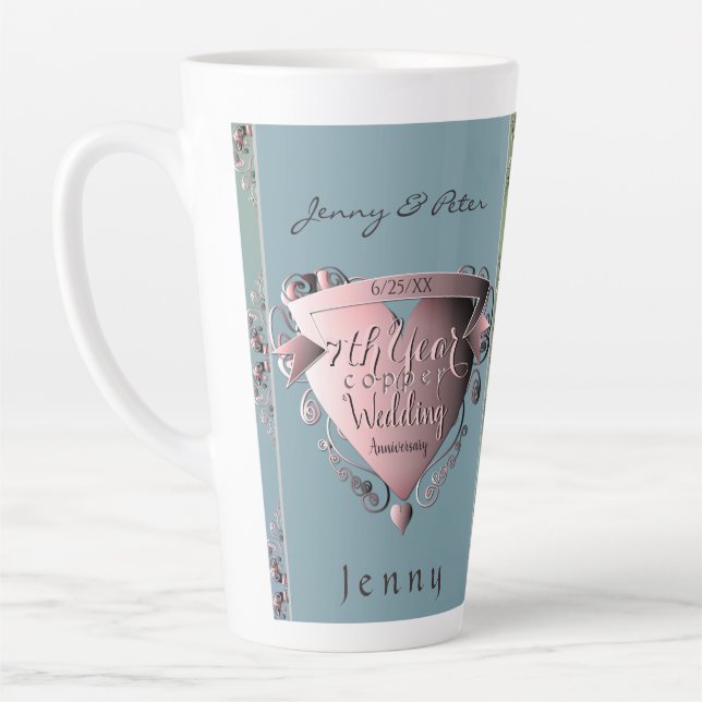 Caneca De Café Latte 7 Copper Heart Emblem Latte Mug (Esquerda)