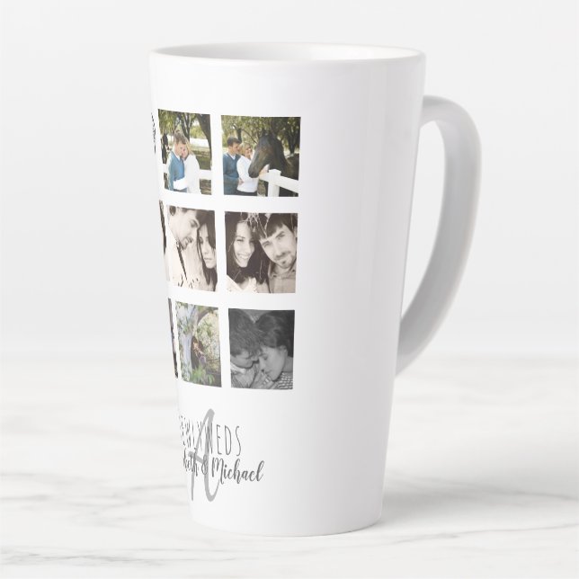 Caneca De Café Latte 8 x FOTO COLAGE Novas mesas personalizadas WEDDING (Ângulo direito)