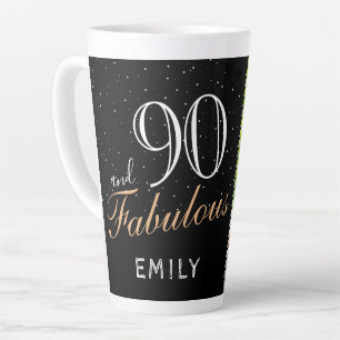 Caneca De Café Latte 90 e Fabulosos Elegante Preto 90º Aniversário Foto