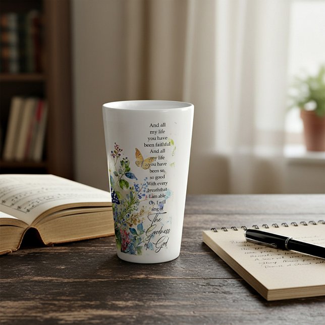 Caneca De Café Latte A bondade de Deus (Criador carregado)