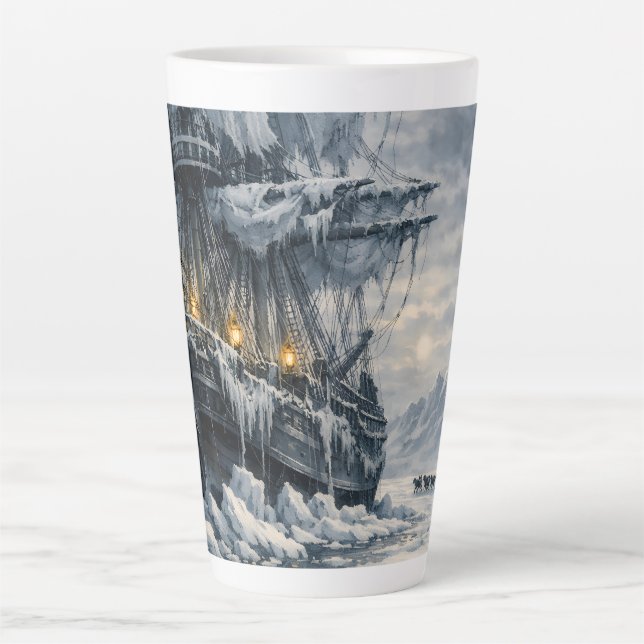 Caneca De Café Latte A Busca Ártica de Frankenstein por BurnsInHell (Frente)