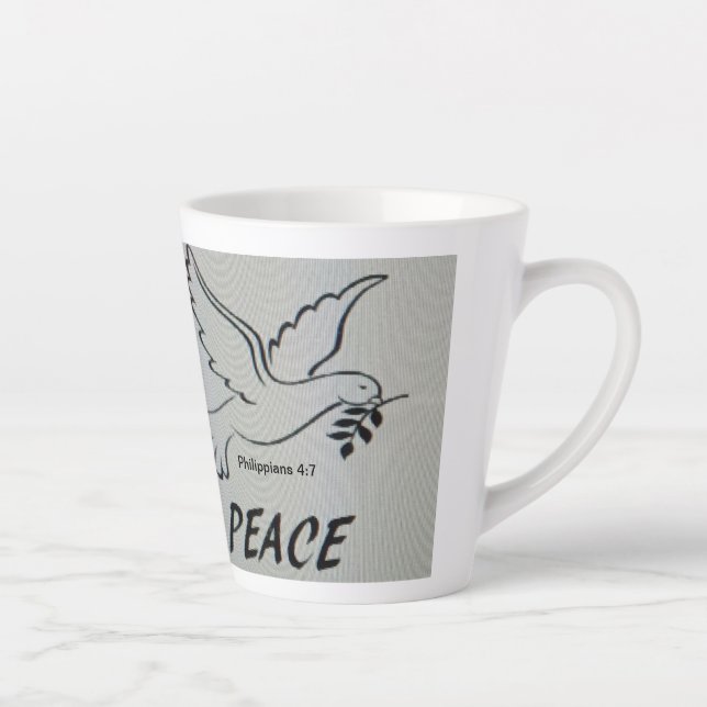 Caneca De Café Latte A cup with peace dove and scripture (Direita)