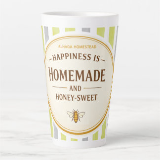 CANECA DE CAFÉ LATTE A FELICIDADE É CASEIRA E DOCE COMO MEL -