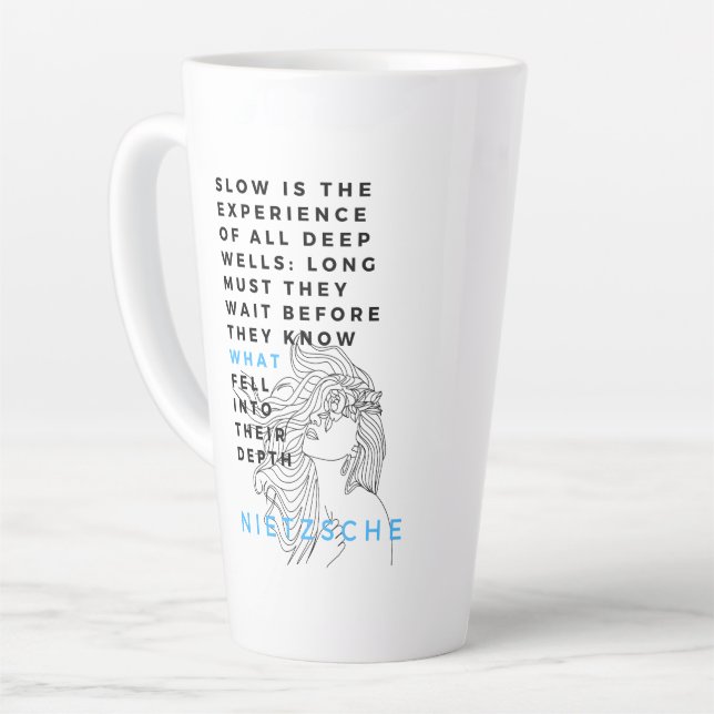 Caneca De Café Latte A filosofia da Profunda Alma cita Nietzsche (Ângulo esquerdo)