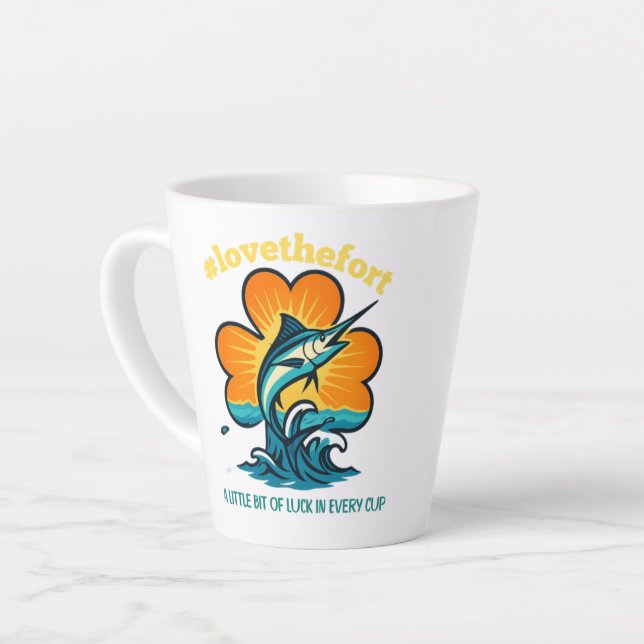 Caneca De Café Latte A Little Bit of Luck In Every Cup Latte Cup  (Ângulo esquerdo)