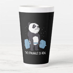 Caneca De Café Latte A Luta De Panda É Um Grande Giro Engraçado.