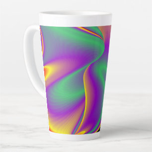 Caneca De Café Latte A Mágica das Cores, Abstrato 3D Rainbowart