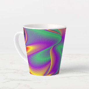 Caneca De Café Latte A Mágica das Cores, Abstrato 3D Rainbowart