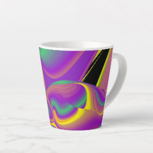 Caneca De Café Latte A Mágica das Cores, Abstrato 3D Rainbowart
