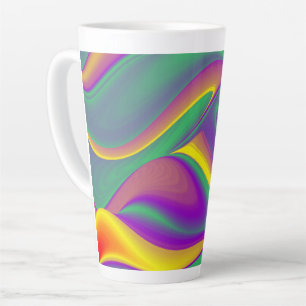 Caneca De Café Latte A Mágica das Cores, Abstrato 3D Rainbowart