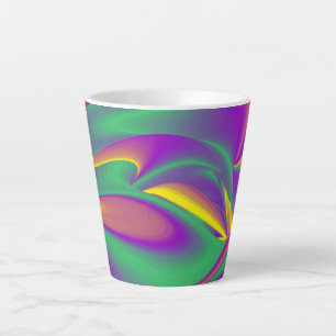 Caneca De Café Latte A Mágica das Cores, Abstrato 3D Rainbowart