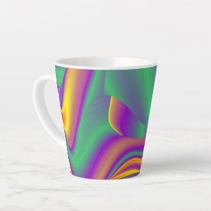 Caneca De Café Latte A Mágica das Cores, Abstrato 3D Rainbowart