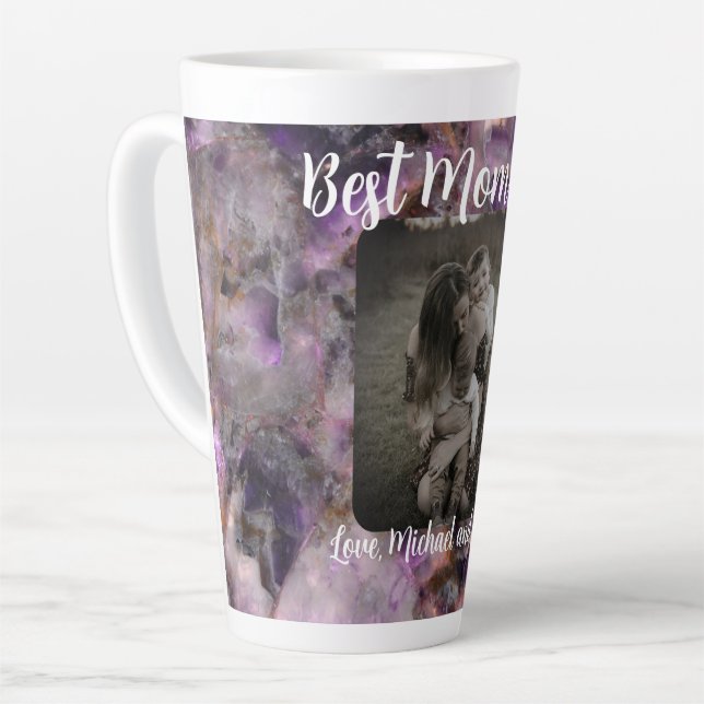 Caneca De Café Latte A melhor mãe de sempre Abstrato púrpura de quartzo (Ângulo esquerdo)