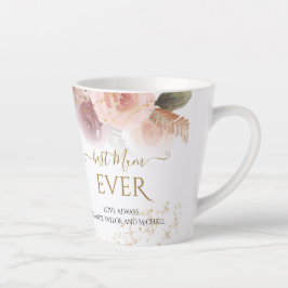 Caneca De Café Latte A Melhor Mãe Floral Elegante Já Dourada Nomes De G