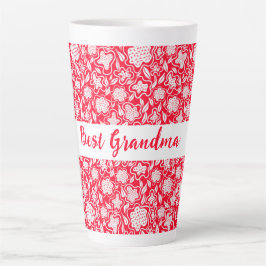 Caneca De Café Latte A Melhor Vovó Cruzada Parece Vermelho Branco Flora