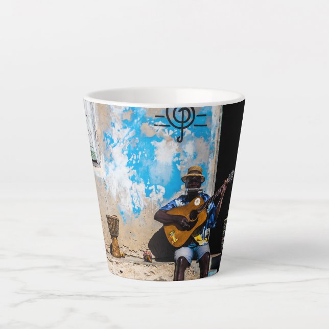 Caneca De Café Latte A música é o remédio da mente (Frente)