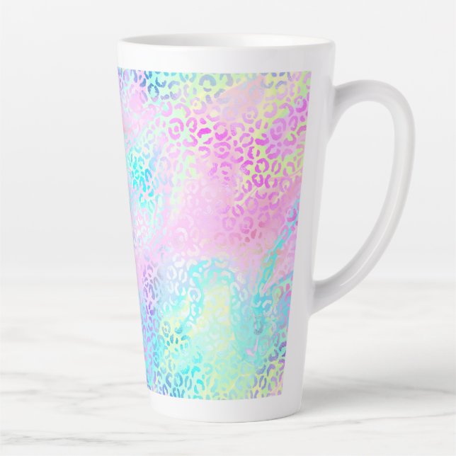 Caneca De Café Latte A Série Leopardo Iridescente Design 10 (Direita)