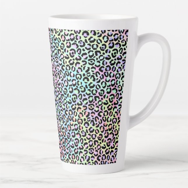 Caneca De Café Latte A Série Leopardo Iridescente Design 5 (Direita)