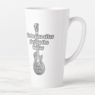 Caneca De Café Latte A vida começa depois de tocar violão. preto e bran