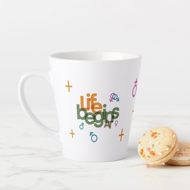 Caneca De Café Latte A Vida Começa Em (Personalizar) | Lata (In Situ)