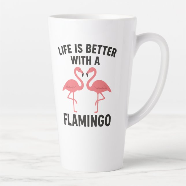 Caneca De Café Latte a vida é melhor com flamingo (Direita)