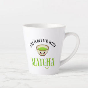 Caneca De Café Latte A Vida É Melhor Com Matcha