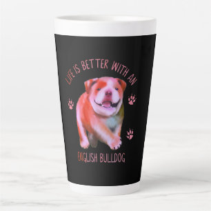 Caneca De Café Latte A Vida É Melhor Com Um Cachorro Inglês Engraçado